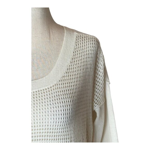 Converse One Star Ivory Mesh Front Cotton Lightweight Long Sleeve Knit Sweater S - Picture 5 of 11